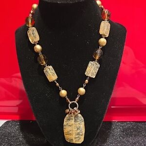 Elegant Gold and Brown Beaded Necklace